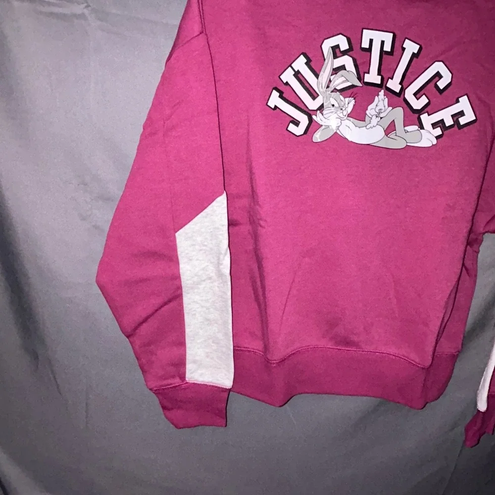 Girls Hoodie Pull Over Justice Bugs Bunny Magenta Colorblock Size L 12/14 NEW‎